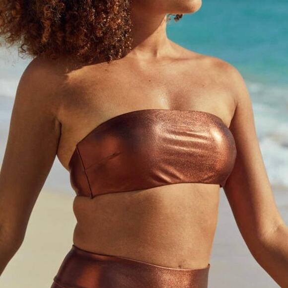 aerie Other - Aerie Two Piece Metallic Brown Bikini Set